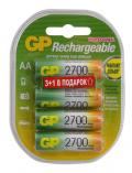 Аккумулятор GP Rechargeble NIMH 270AAHC3/1 (3+1) 2700mAh AA (4шт. уп.)