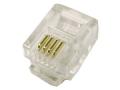 Коннектор телефонный RJ11, 4P4C арт. TWT,PL11-4P4C, вилка 4P4C (Евро) для подключения трубок телефонов, 4 контактная