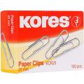 скрепки 25 мм."Kores" метал овальные, серебристый 100 шт, арт. 43010,02